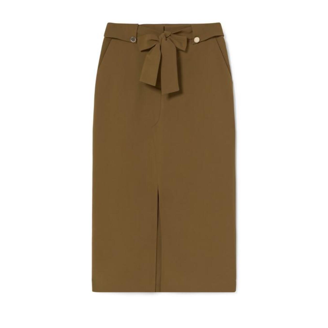 Gonna Midi con Cintura a Fiocco e Dettagli di Bottoni