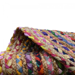 Tapis rond fait à la main en jute motif ethnique DECU