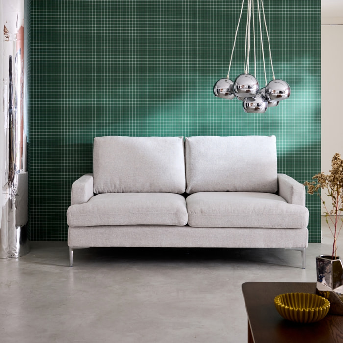 Canapé 3 places en tissu blanc cassé L 173 x P 90 x H 89cm - Hans