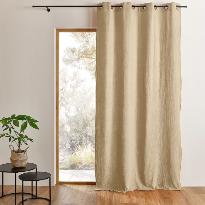 Rideau en gaze de coton tamisant à oeillets - Ficelle