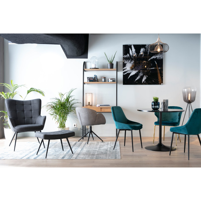 Chaises design en tissu gris et métal noir (lot de 2) HOLO