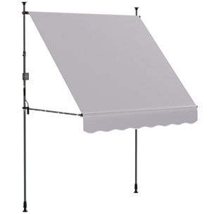 Toldo Manual Retráctil 2x1,2 m Toldo Exterior Terraza Enrollable Altura Ajustable con Manivela 210-310 cm Protección UV30+ Sin Taladro para Jardín Balcón Patio Gris