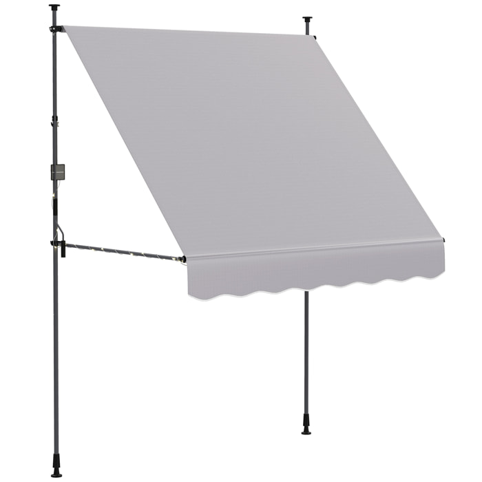 Toldo Manual Retráctil 2x1,2 m Toldo Exterior Terraza Enrollable Altura Ajustable con Manivela 210-310 cm Protección UV30+ Sin Taladro para Jardín Balcón Patio Gris