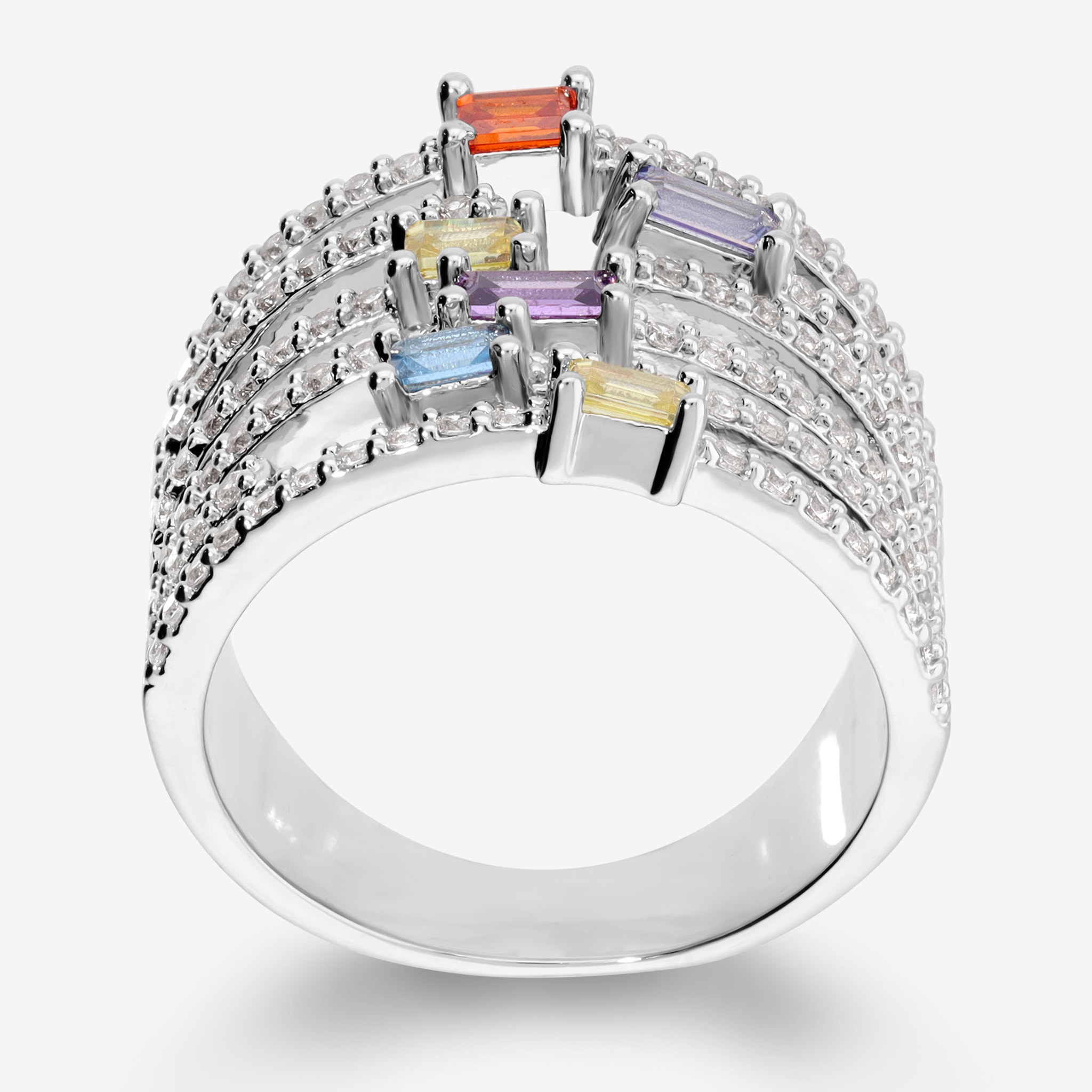 Anello a Fascia Multifilo con Cubic Zirconia Colorate