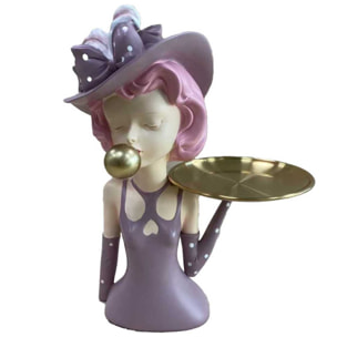 Donna in resina rosa cm22,8x13,3h31