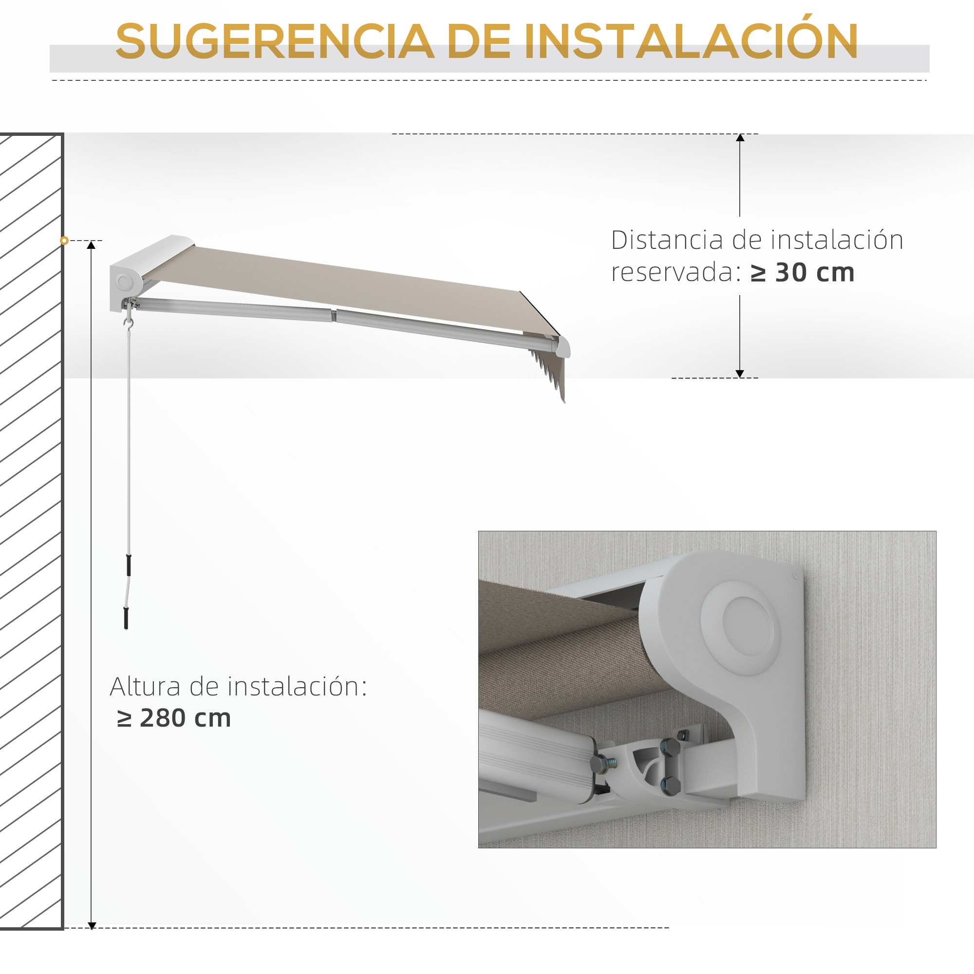 Toldo Retráctil Eléctrico o Manual 250x200 cm Toldo Portátil Toldo para Balcón con Mando a Distancia Manivela Manual y Marco de Aluminio para Ventana Puerta Terraza Patio Crema
