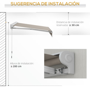 Toldo Retráctil Eléctrico o Manual 250x200 cm Toldo Portátil Toldo para Balcón con Mando a Distancia Manivela Manual y Marco de Aluminio para Ventana Puerta Terraza Patio Crema