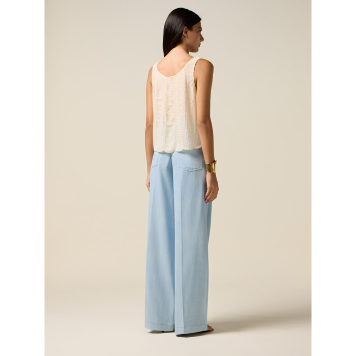 Oltre - Top con bordado de cuentas - Blanco