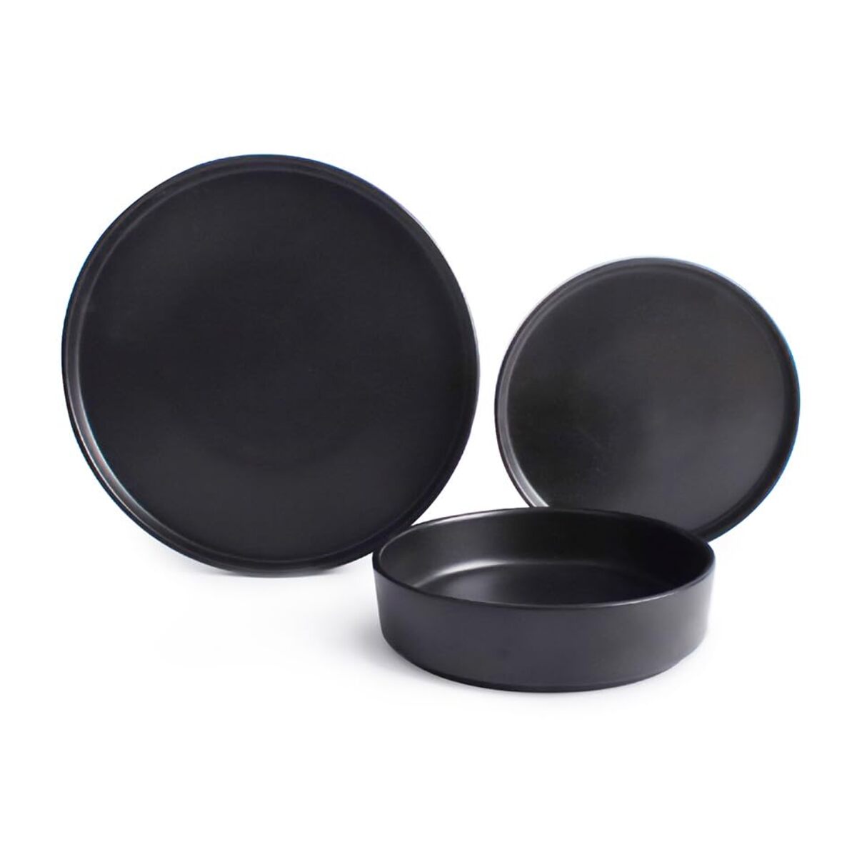 Set 18 Piatti in Ceramica, lavabile in lavastoviglie e adatto a microonde, Intrecci