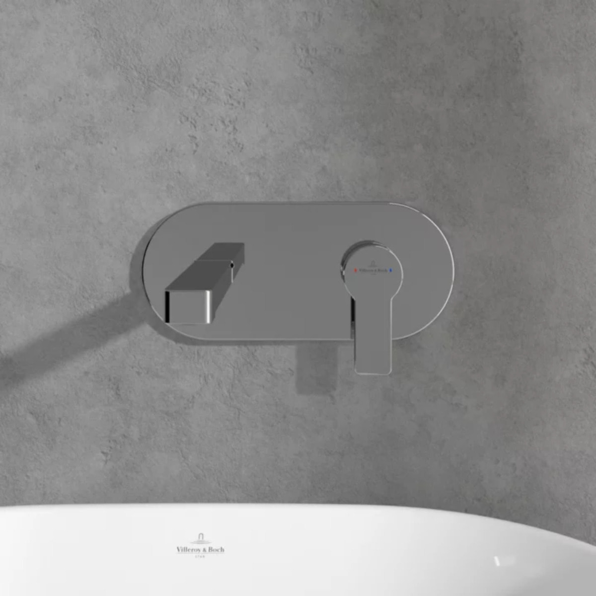 Mitigeur lavabo mural Architectura avec vidage Push Open chrome