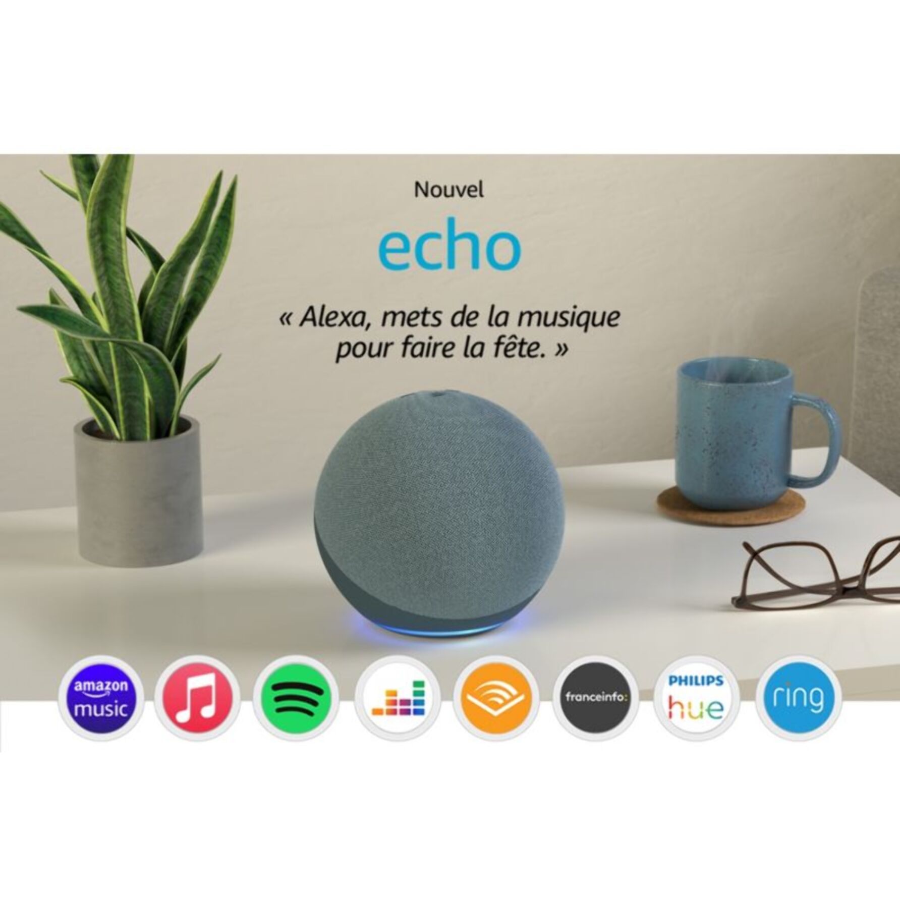 Assistant vocal AMAZON Echo 4 Bleu gris