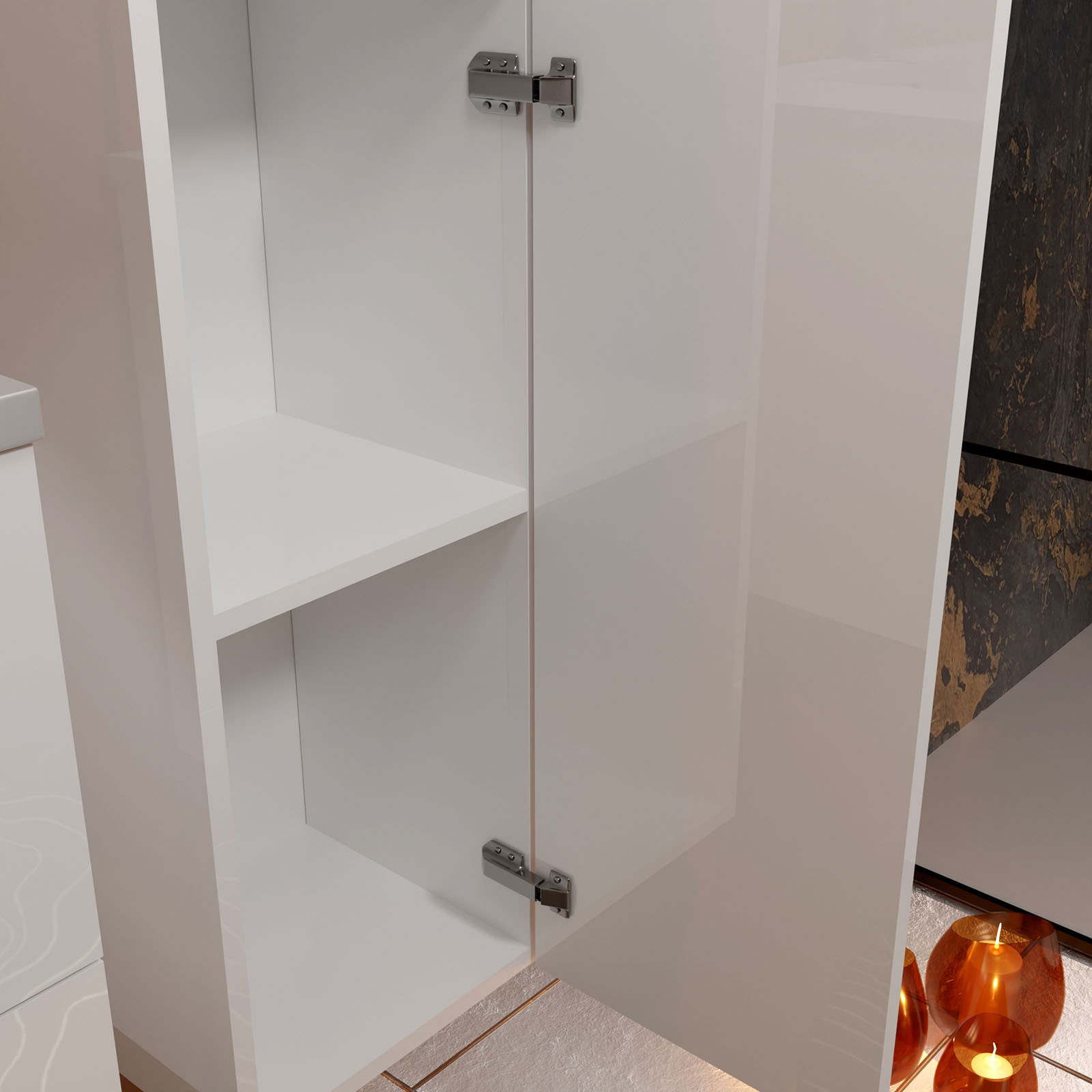 Colonne Blanche 30x30x150 cm - Bois MDF Blanc Brillant - BOX-IN