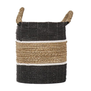 Panier rond en jonc de mer et raphia - HOOK