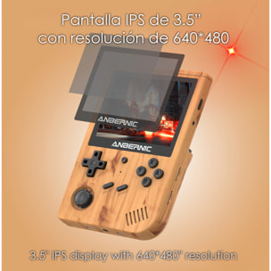 Console emulatore multipiattaforma RG351V. Schermo IPS da 3,5"; sistema operativo Linux, Quad-Core da 1,5 GHz, WiFi, 128 GB. Migliaia di giochi preinstallati.