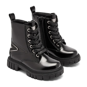 Stivali militari da bambina a metà polpaccio con cerniera interna