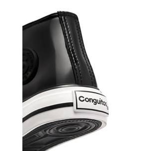 Sneakers alte in pelle verniciata con cerniera interna per bambine