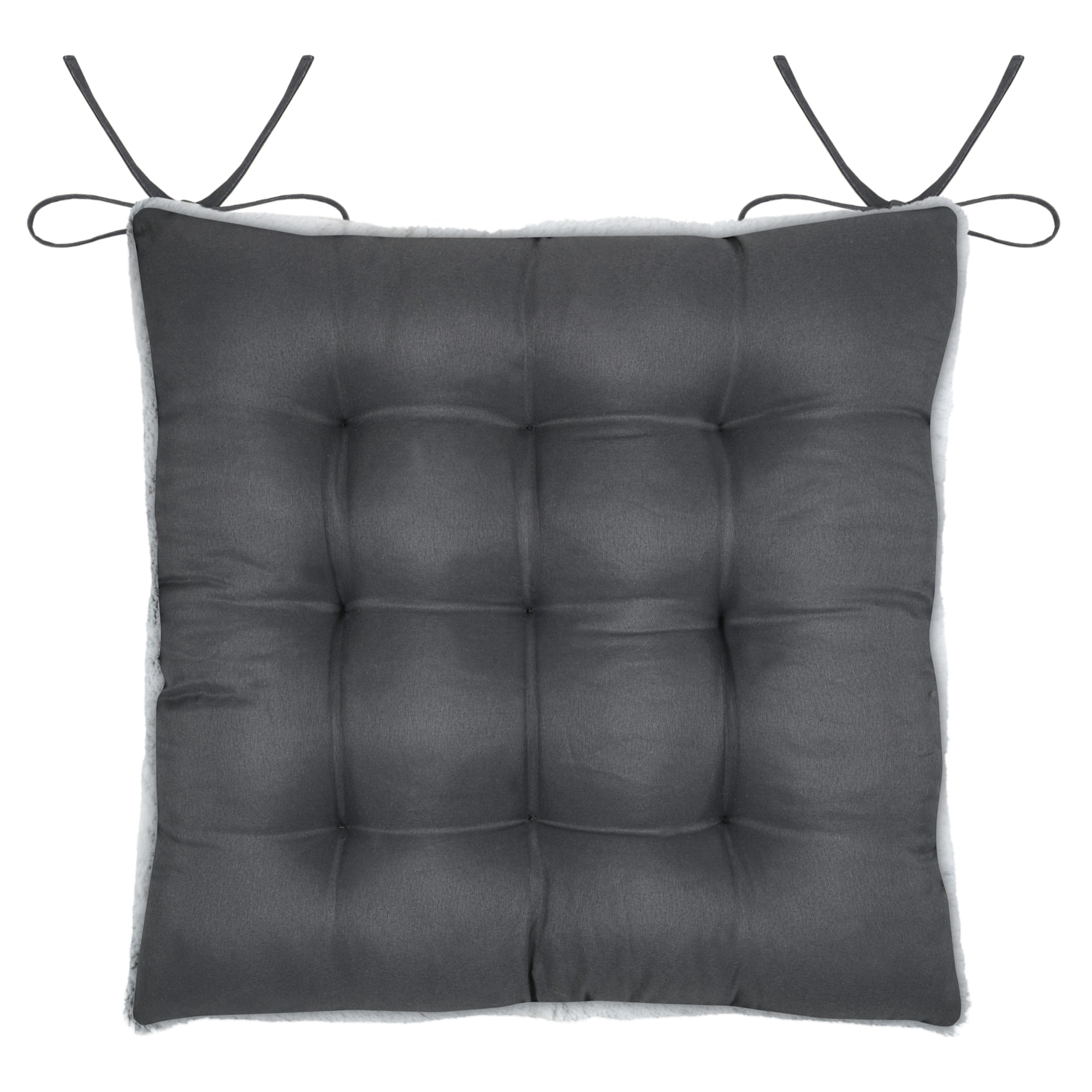 Galette de chaise imitation fourrure - Gris Perle