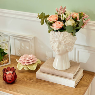 Vase Visage Fleur de rose H21cm blanc