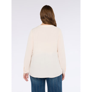 Fiorella Rubino - Blusa in mussola di viscosa con scollo a goccia - Bianco