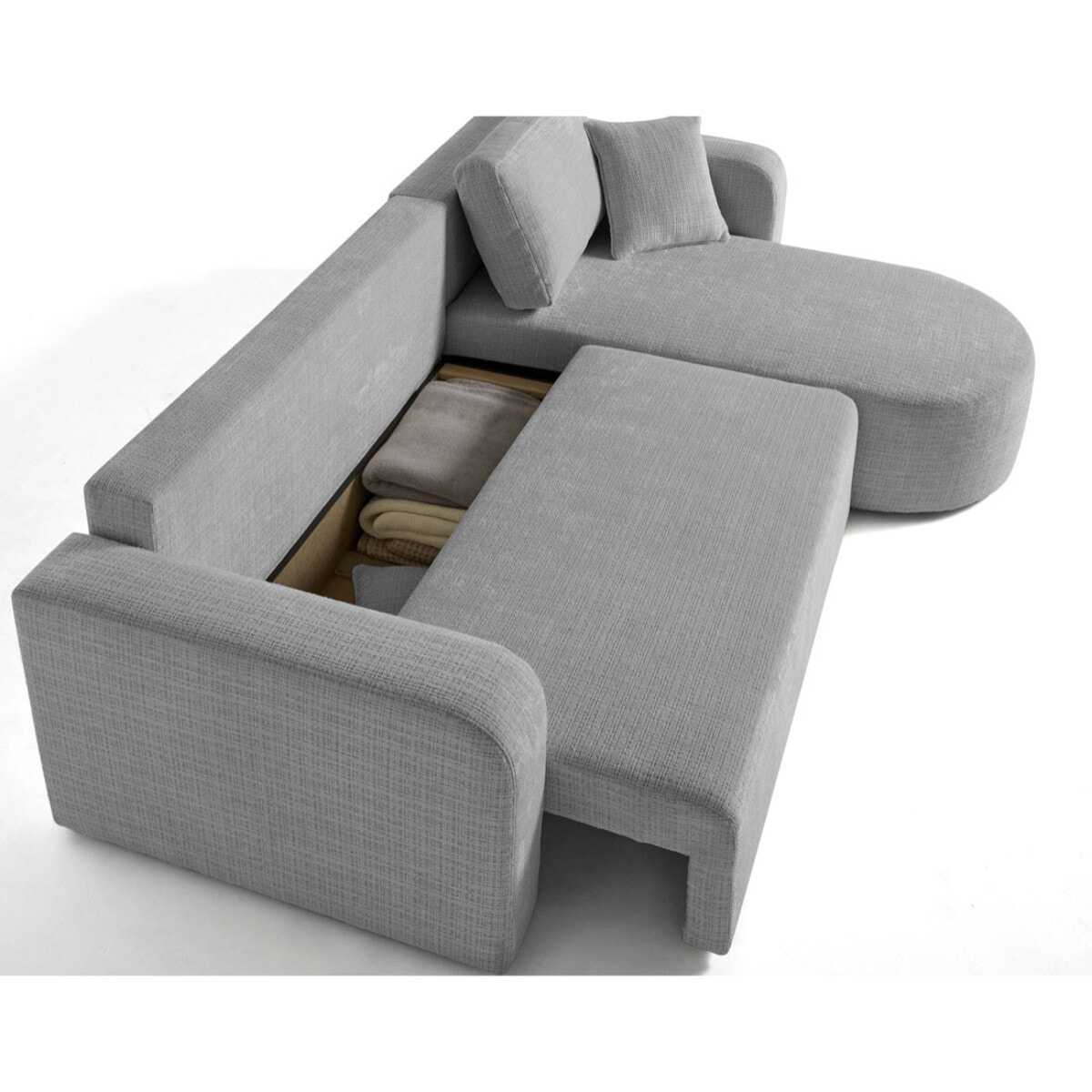 Miro - canapé d'angle réversible - 4 places - convertible avec coffre - en velours texturé - Gris