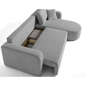 Miro - canapé d'angle réversible - 4 places - convertible avec coffre - en velours texturé - Gris