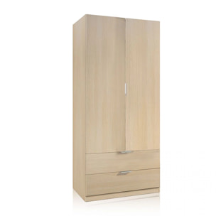 Armario de 2 puertas y 2 cajones en roble 81,5x180 cm Low Cost Roble