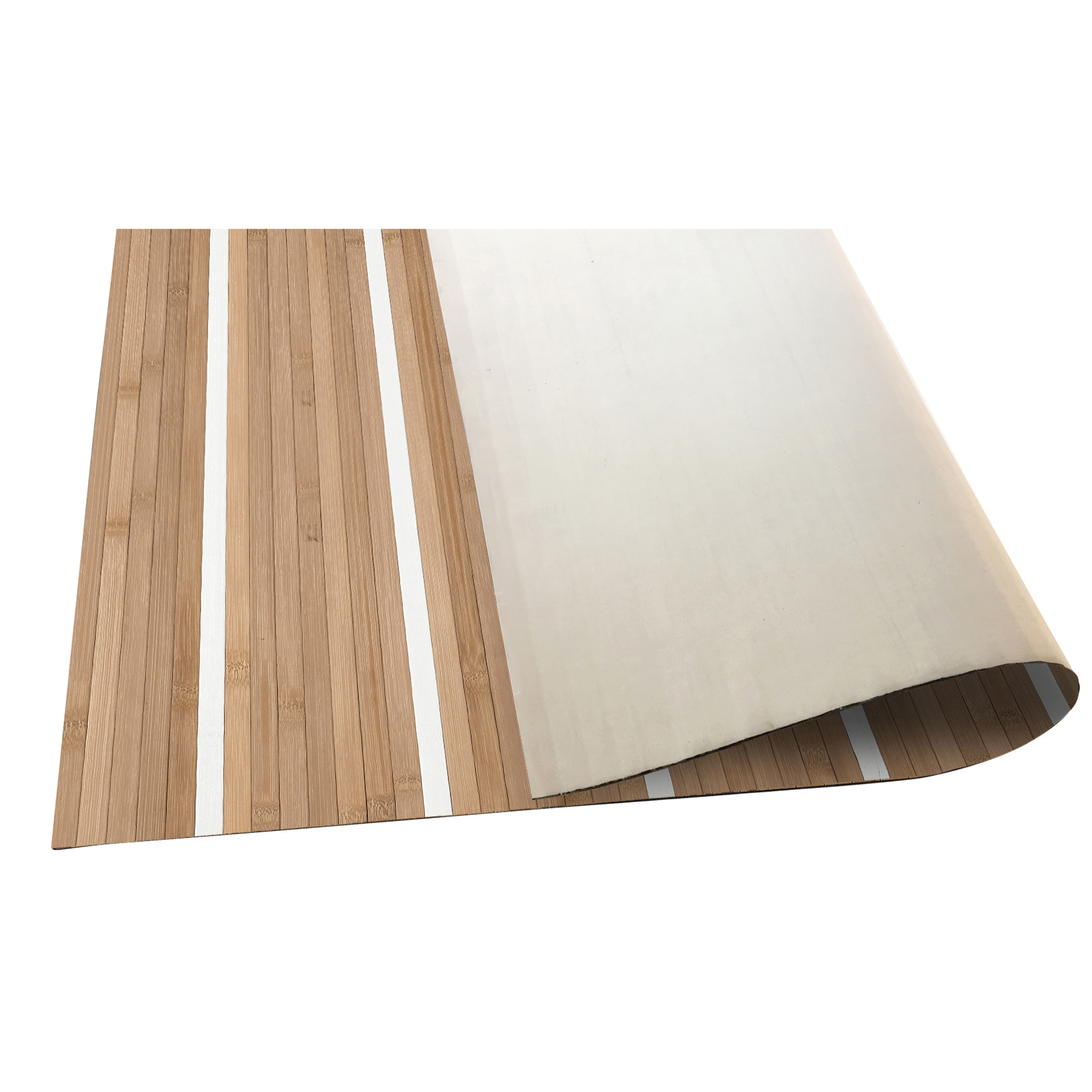 Tapis BAMBOO COOL Lignes Naturel-Blanc