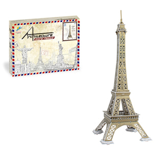 Puzzle 3D della Torre Eiffel a Parigi. Comprende 51 pezzi che puoi assemblare senza bisogno di attrezzi o colla. Raccomandato per bambini oltre i 3 anni.