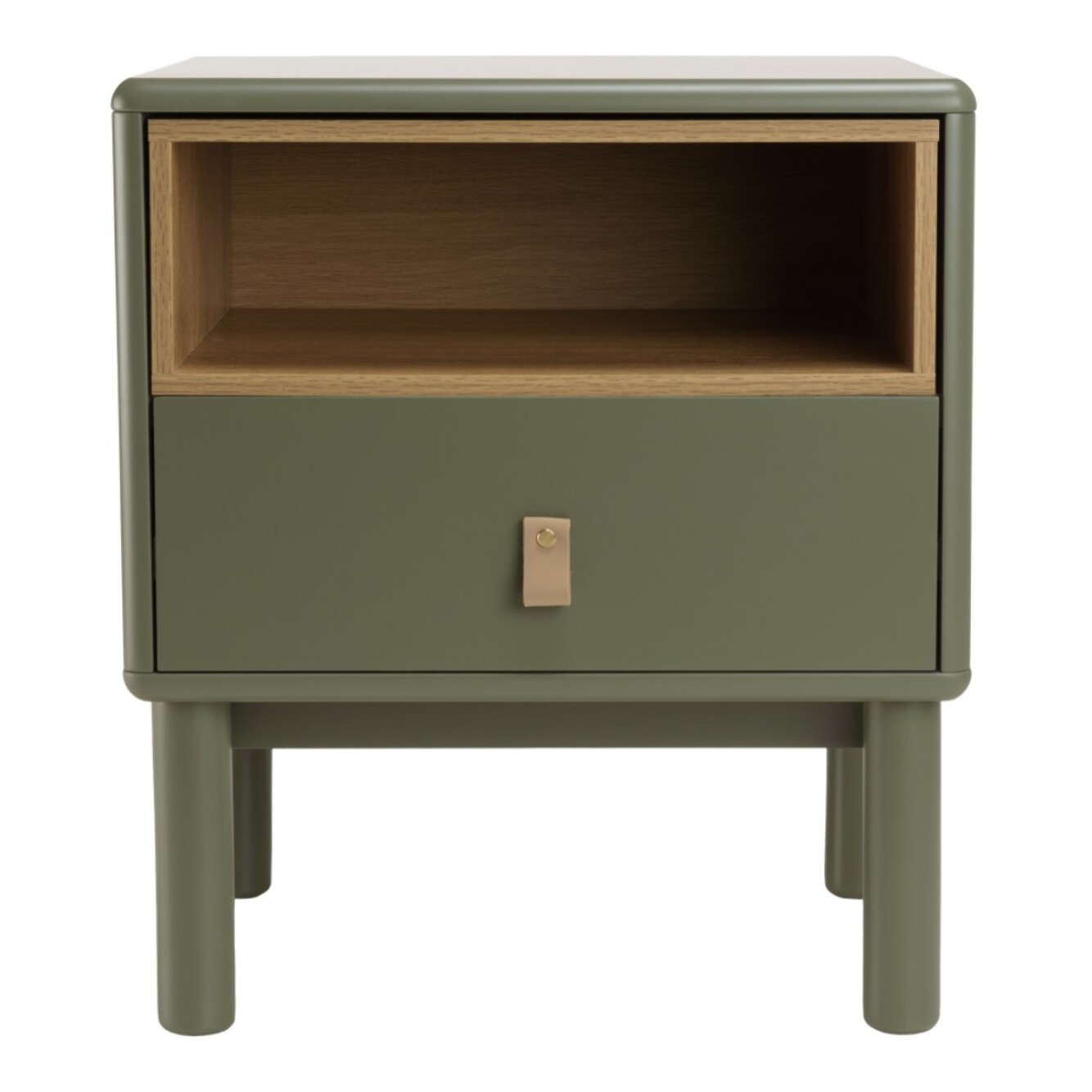 ETHAN - Table de chevet 1 tiroir et 1 niche en bois naturel vert