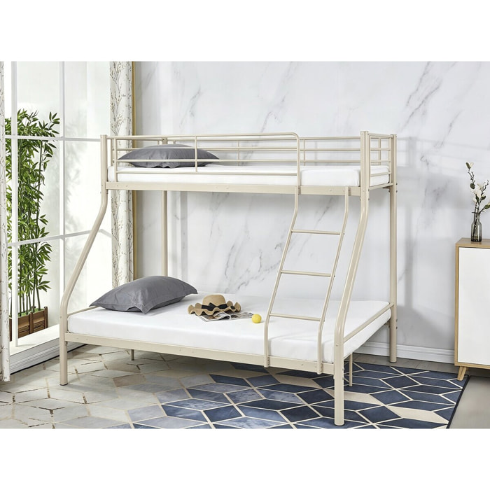 Lit superposé avec sommier inclus en métal "Leo" - 90/140 x 190 cm - Taupe