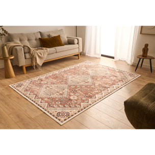 OTTOMAN - Tapis à poils courts doux à motif berbère beige