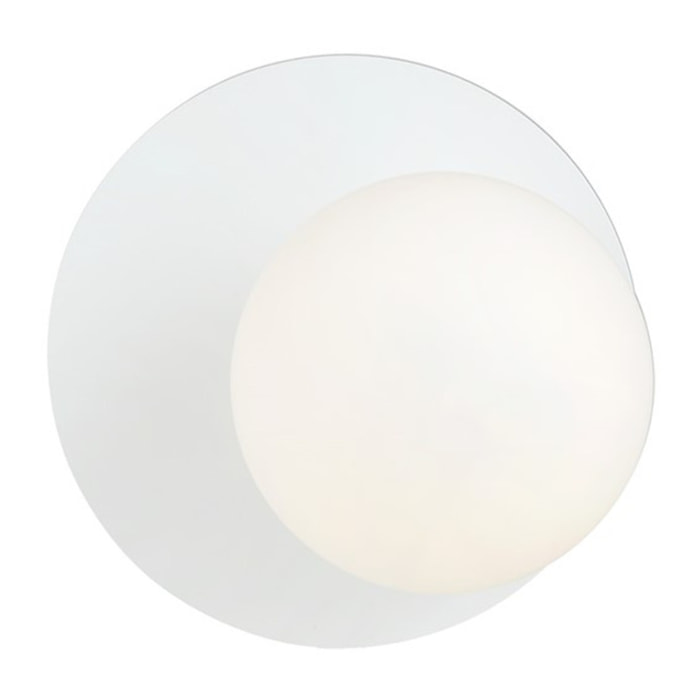 Lampada a parete Oslo in acciaio bianco con diffusore opalino