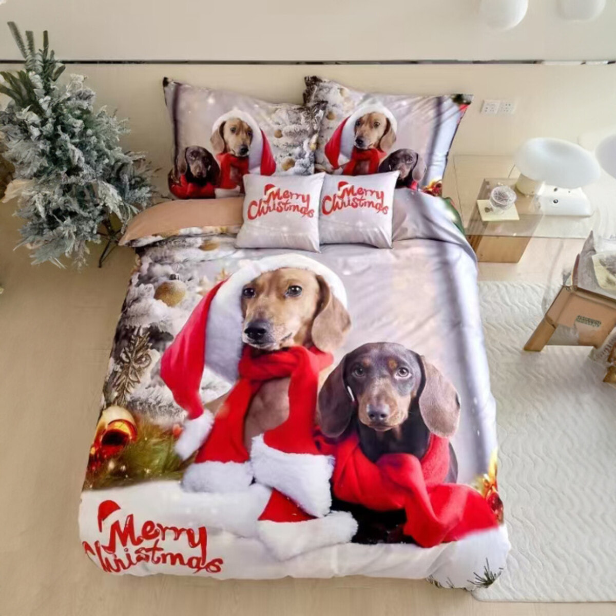 Intrecci – Parure copripiumino natalizia con stampa digitale 3D, Matrimoniale