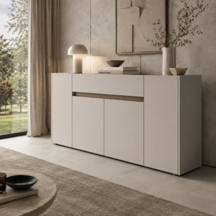 Credenza Moderna Madia In Melaminico Con 4 Ante E 1 Cassetto Mobile Contenitore Sala Pranzo Soggiorno Design Senza Maniglie 170x85x40 cm Noce Chiaro