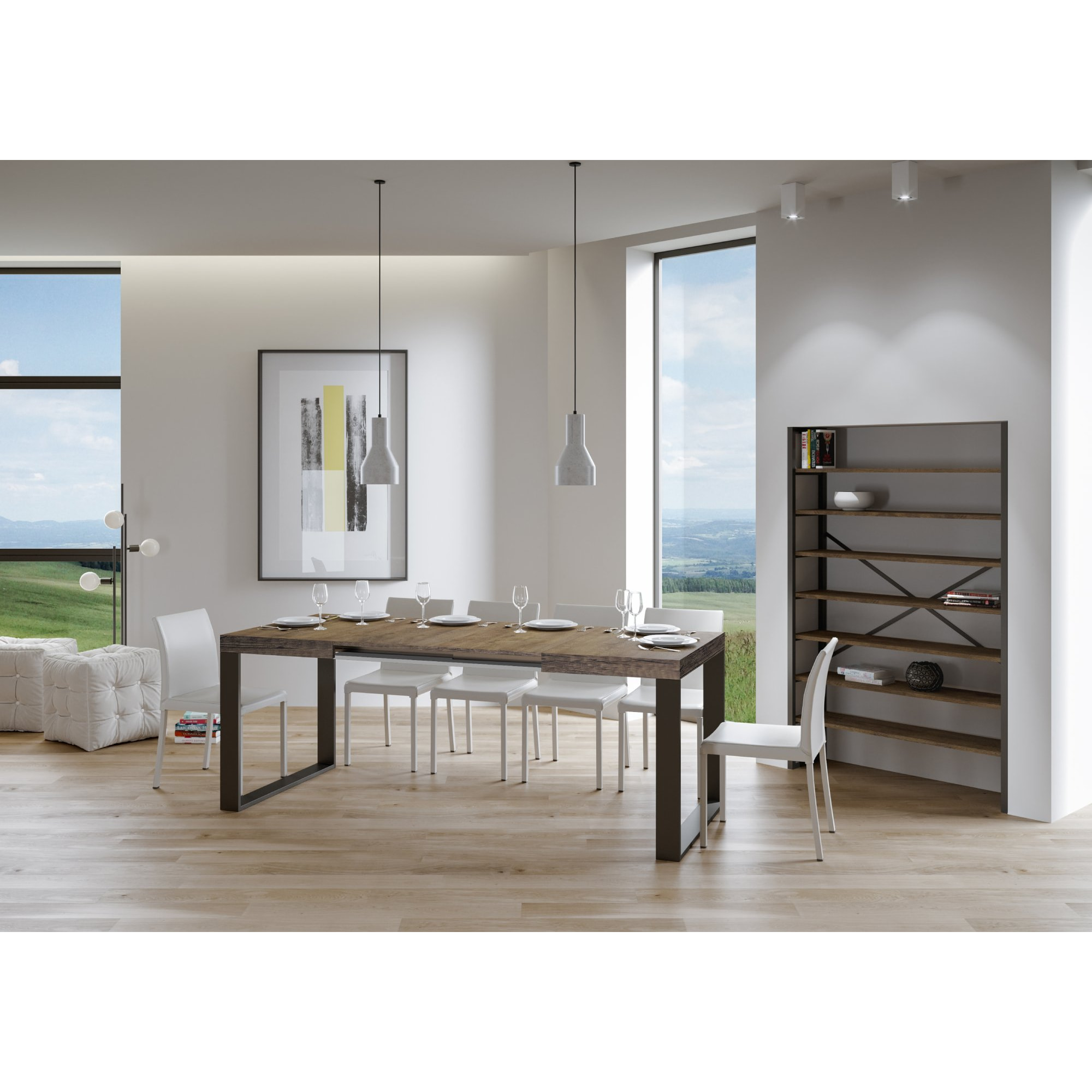 Mesa extensible 90x200/304 cm Tecno Nogal estructura Antracita