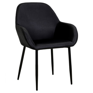 Fauteuil Giulia Noir Velours Cotele - Lot De 2