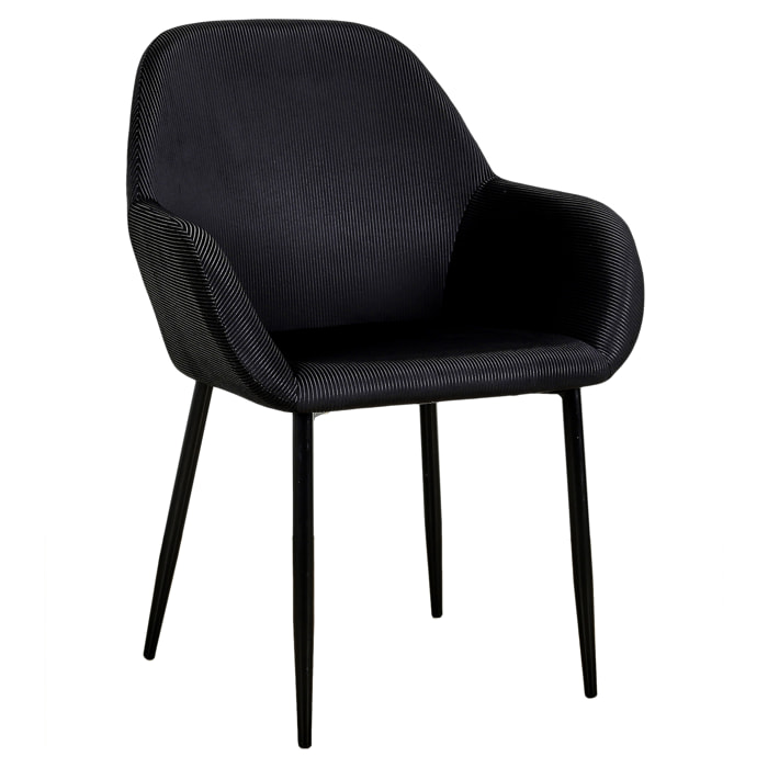 Fauteuil Giulia Noir Velours Cotele - Lot De 2