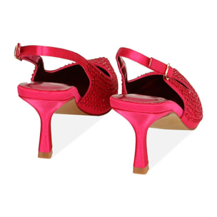 Décolleté slingback fucsia, tacco 7,5 cm