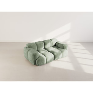 Grace - canapé modulable 2 places en velours texturé - Vert sauge
