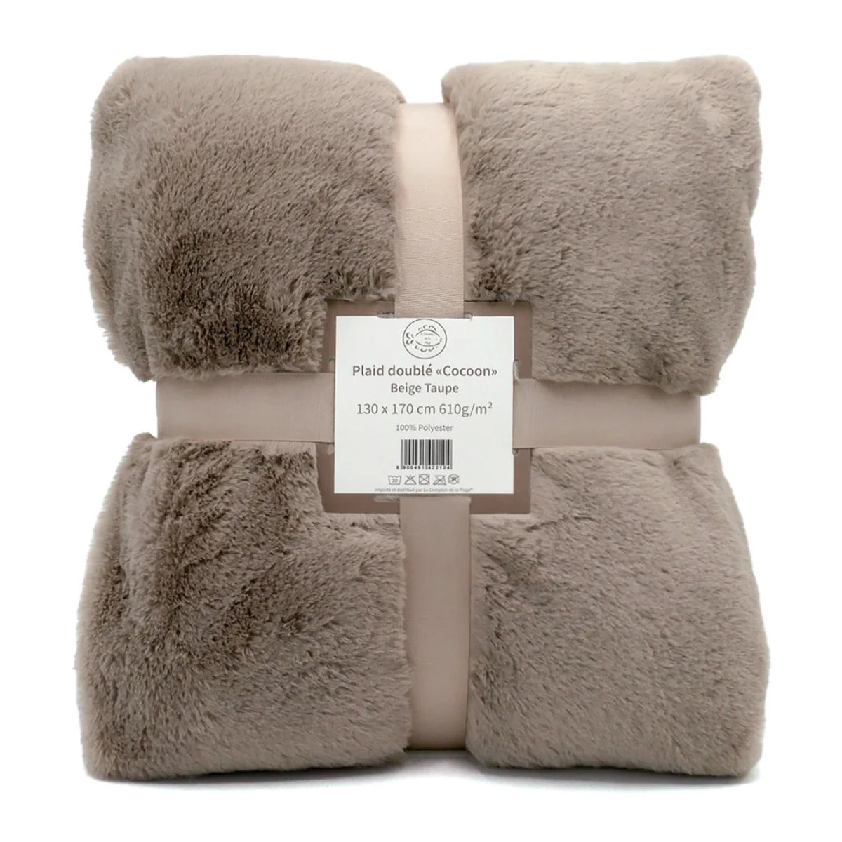 Plaid imitation "Lapin" - Cocoon Beige Taupe - 130x170cm - 610g/m²