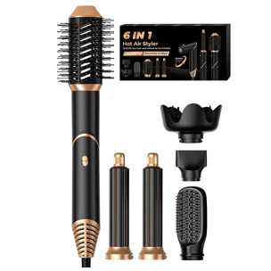 Secador de pelo plegable 5 en 1 con tecnología iónica, 1000 W de potencia y 3 niveles de temperatura ajustable.