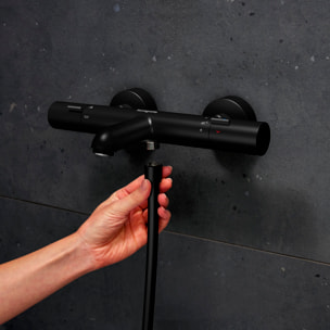 Mitigeur thermostatique bain/douche C3 Ecostat Fine, Noir mat