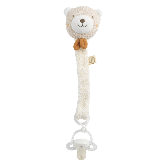 Attache -tétine en coton bio et bouclette