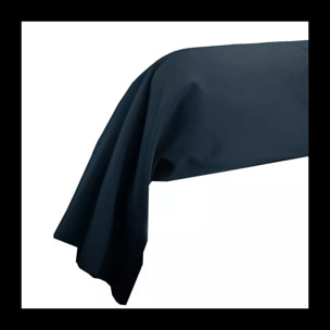 Taie de traversin satin de coton uni bleu Ava uni bleu nuit