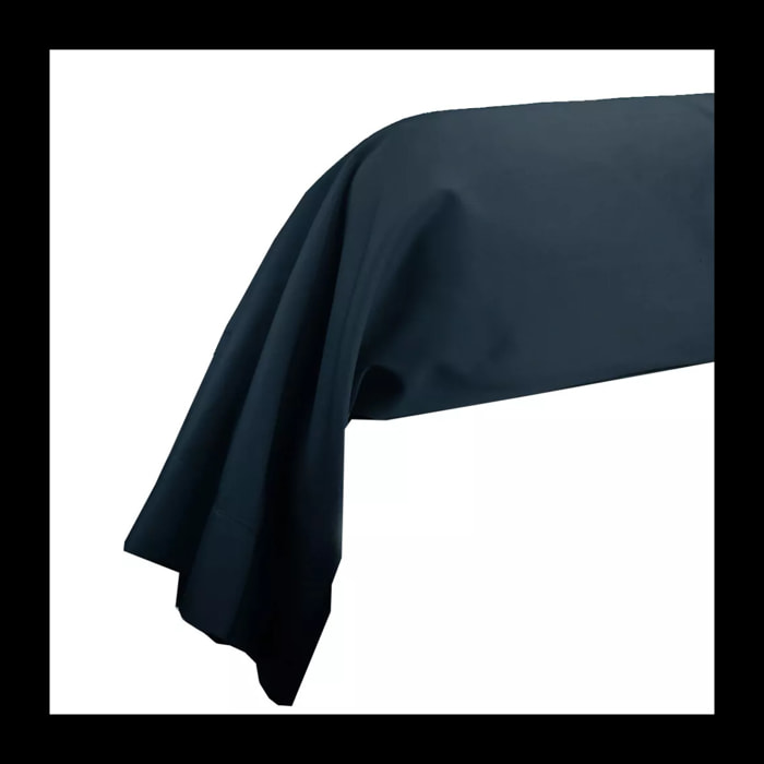 Taie de traversin satin de coton uni bleu Ava uni bleu nuit