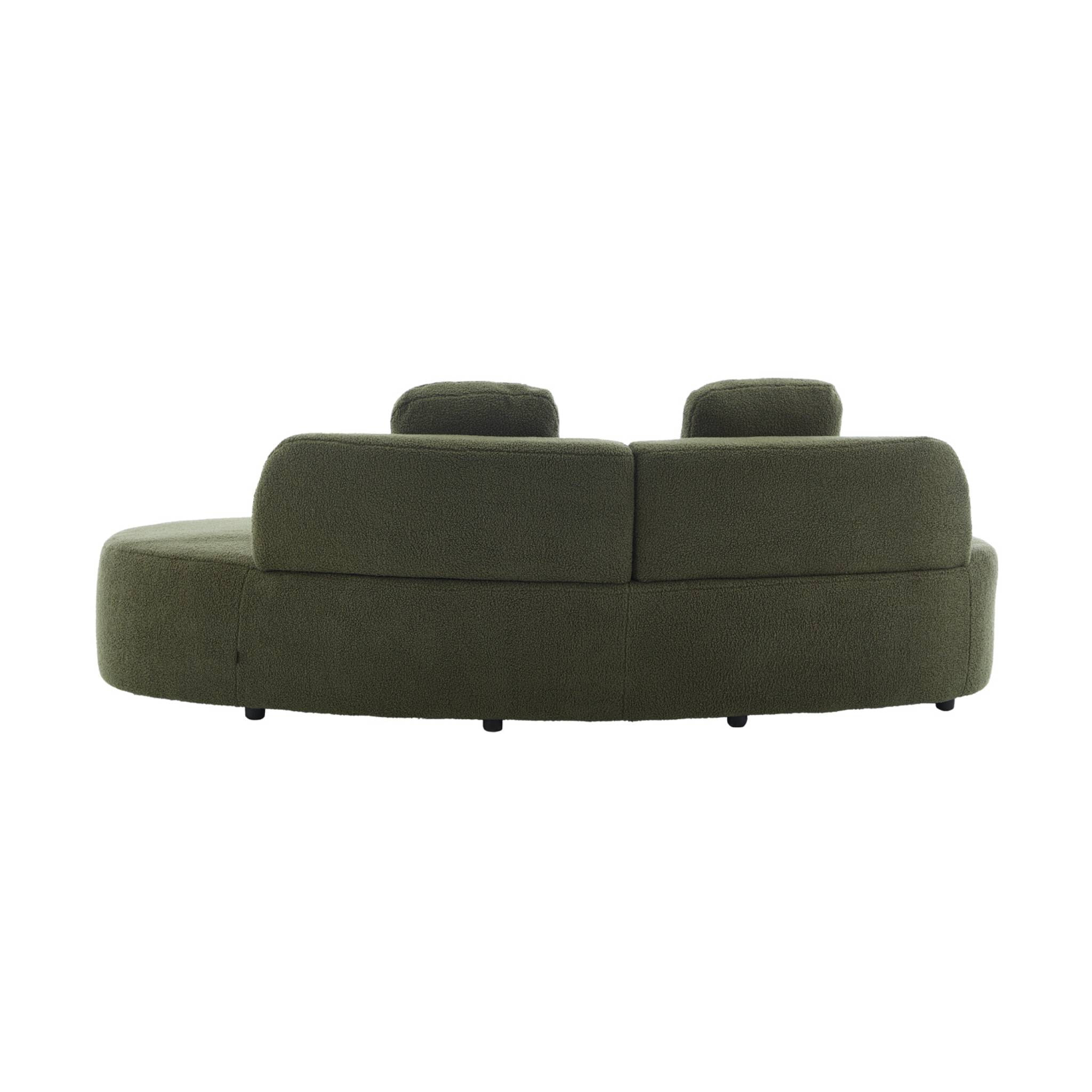 Canapé virgule 3 places en tissu bouclette kaki forme organique - WAVE L 232 x P 97 x H 68cm