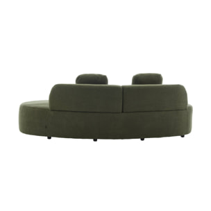 Canapé virgule 3 places en tissu bouclette kaki forme organique - WAVE L 232 x P 97 x H 68cm