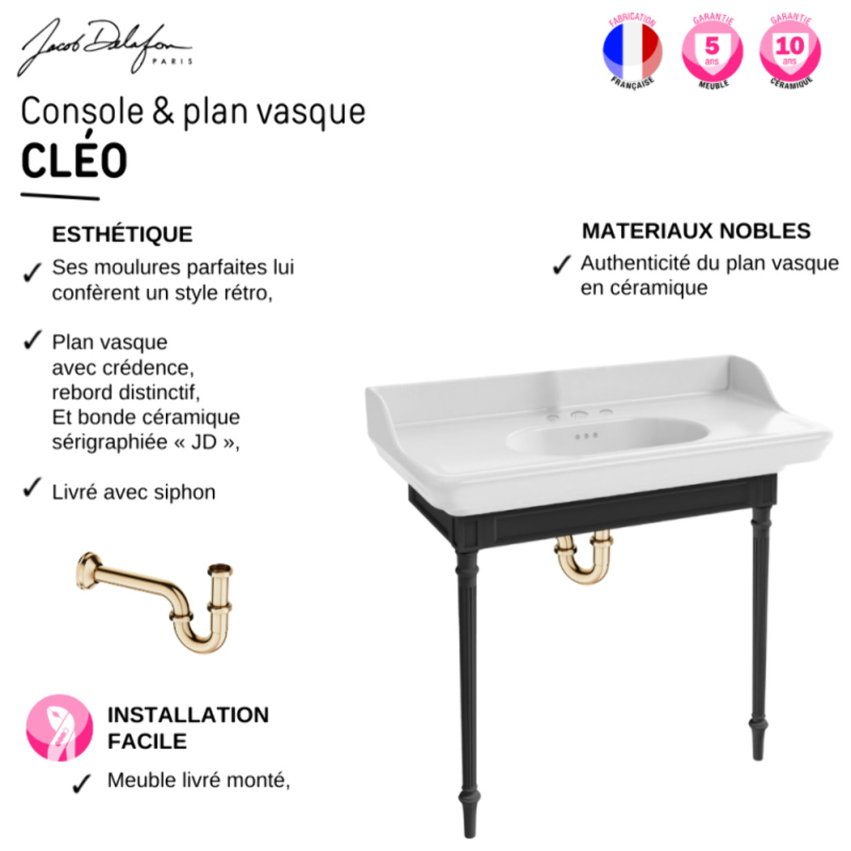 Pack console Cléo 1889 3 trous