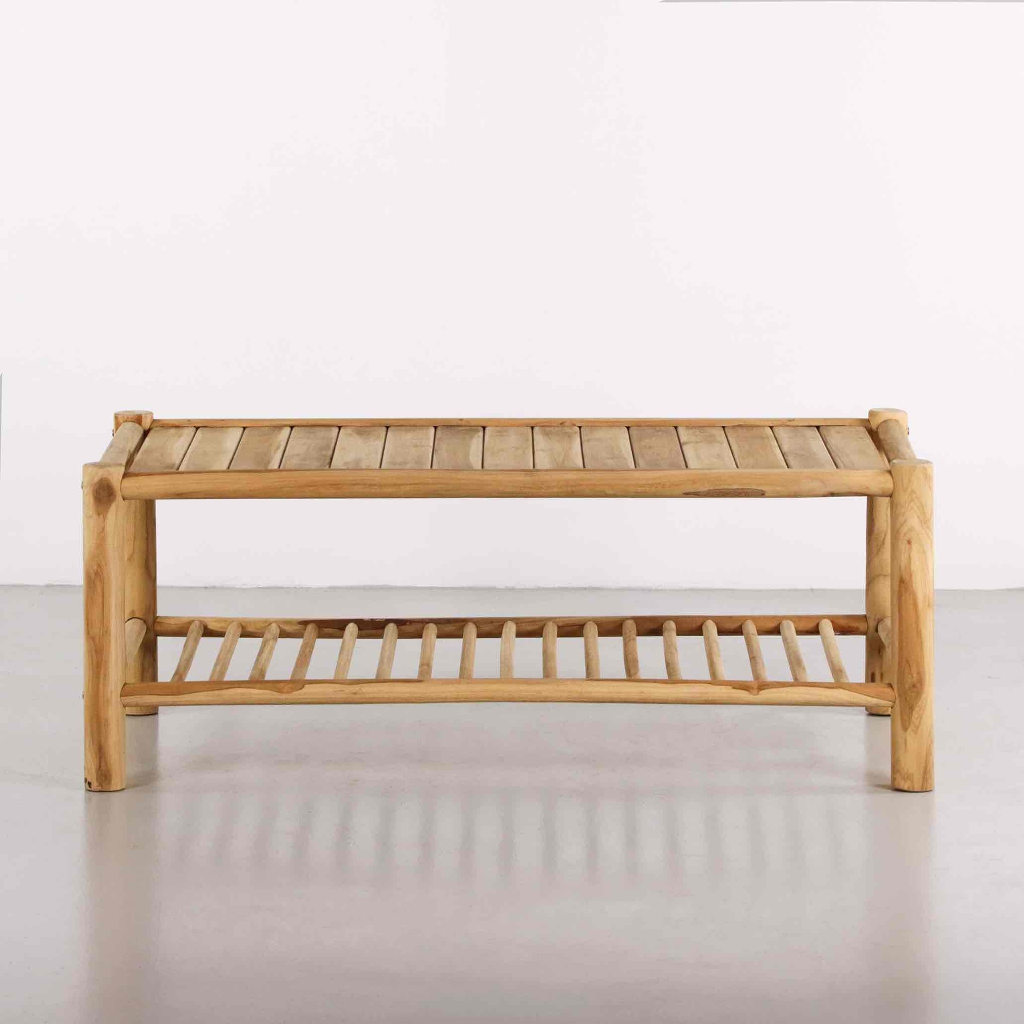 Tavolino basso da giardino in legno di teak naturale 120x60cm - Shein
