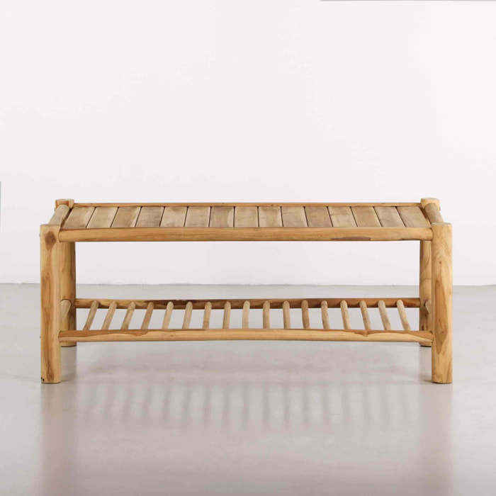 Tavolino basso da giardino in legno di teak naturale 120x60cm - Shein